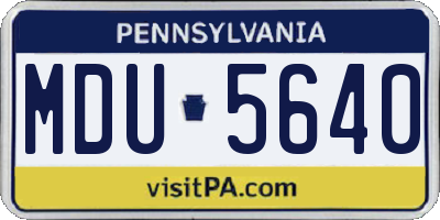 PA license plate MDU5640