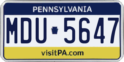 PA license plate MDU5647