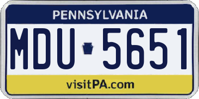 PA license plate MDU5651