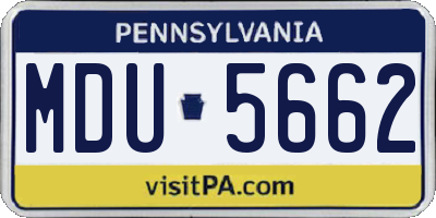 PA license plate MDU5662