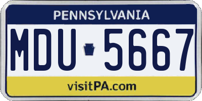 PA license plate MDU5667