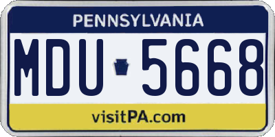 PA license plate MDU5668