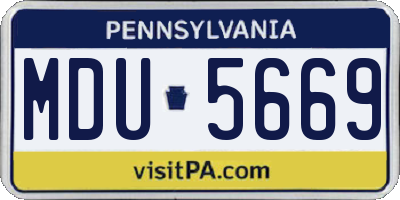 PA license plate MDU5669