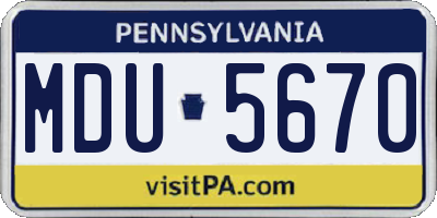 PA license plate MDU5670