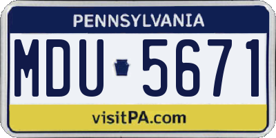 PA license plate MDU5671