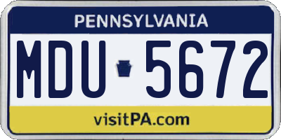 PA license plate MDU5672