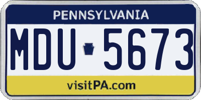 PA license plate MDU5673
