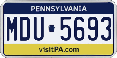 PA license plate MDU5693