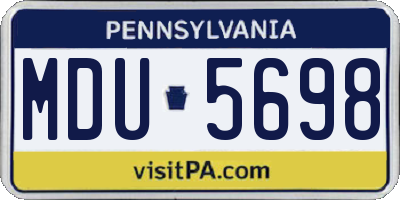 PA license plate MDU5698