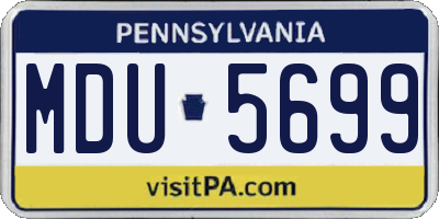 PA license plate MDU5699