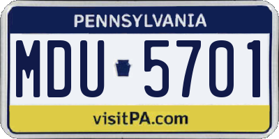PA license plate MDU5701
