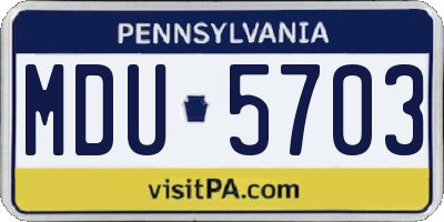 PA license plate MDU5703