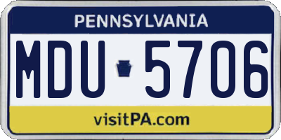 PA license plate MDU5706
