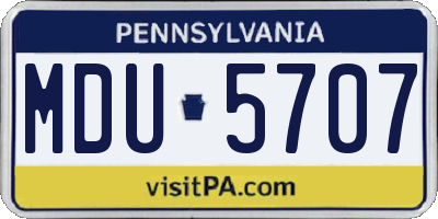 PA license plate MDU5707