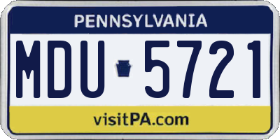 PA license plate MDU5721