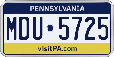 PA license plate MDU5725