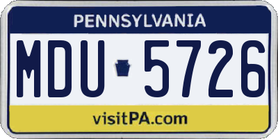 PA license plate MDU5726