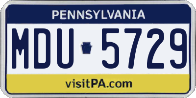 PA license plate MDU5729