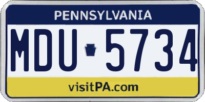 PA license plate MDU5734