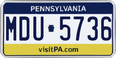 PA license plate MDU5736