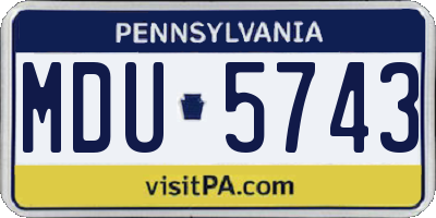 PA license plate MDU5743
