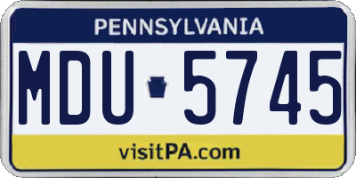 PA license plate MDU5745