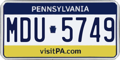 PA license plate MDU5749