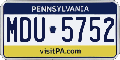 PA license plate MDU5752