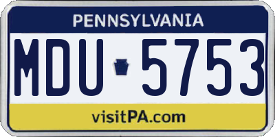 PA license plate MDU5753