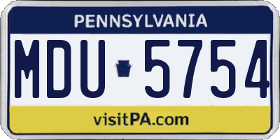 PA license plate MDU5754