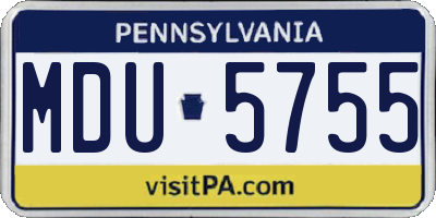 PA license plate MDU5755