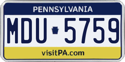 PA license plate MDU5759