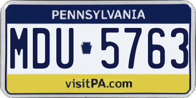 PA license plate MDU5763