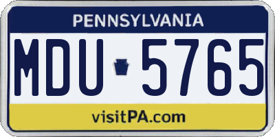 PA license plate MDU5765