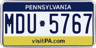 PA license plate MDU5767