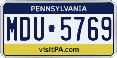PA license plate MDU5769