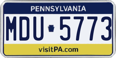 PA license plate MDU5773