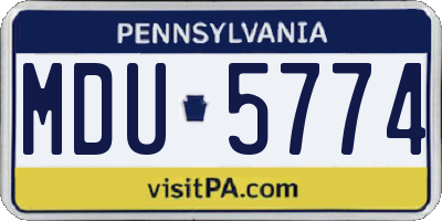 PA license plate MDU5774