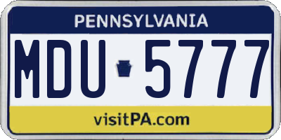 PA license plate MDU5777