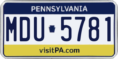 PA license plate MDU5781