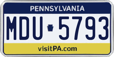PA license plate MDU5793