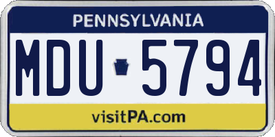 PA license plate MDU5794