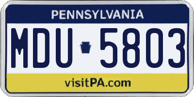 PA license plate MDU5803