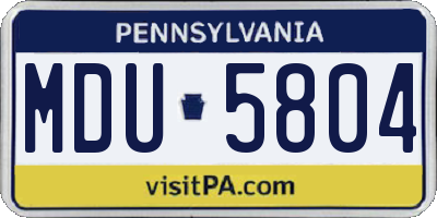 PA license plate MDU5804