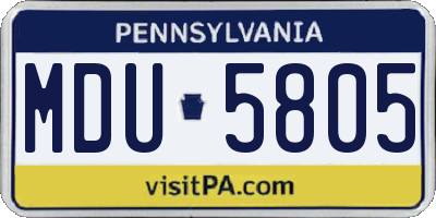 PA license plate MDU5805