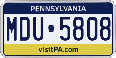 PA license plate MDU5808