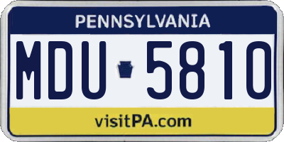PA license plate MDU5810