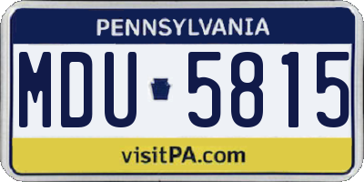PA license plate MDU5815