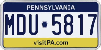 PA license plate MDU5817