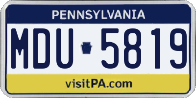 PA license plate MDU5819